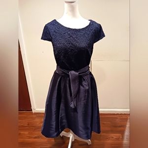 NWT Shelby Nites Navy Blue Cocktail High Low Dress Size 14